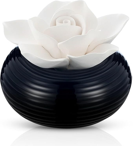 Honeydak 1 Pcs Flower Essential Oil Diffuser Stone White Ceramic Porcelain Passive Oil Diffuser Improves Sleep and Relieves Stress Non-Electric Handmade Decorative Tabletops for Desk (Classic Style)
