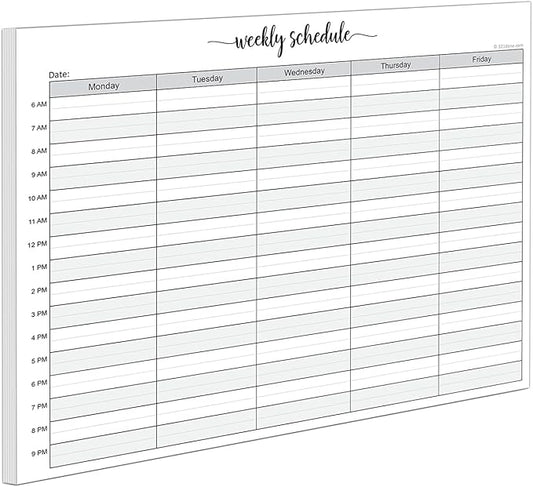 321Done Weekly Schedule Planning Notepad - 50 Sheets (8.5x11) – Hourly Appointment Productivity Weekly Planner Tear-Off Note Pad - Cute Simple Script Large Letter Size - Made in the USA