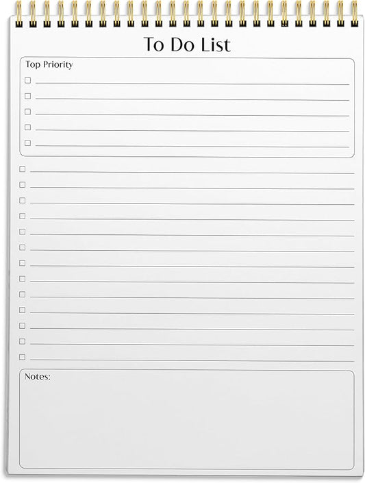 Better Office Products To Do List Notepad, 8.5" x 11", Planning Note Pad, 50 Sheets, Double Wire Spiral, Daily Agenda Productivity Checklist Organizer,(1 Pack)