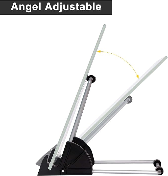 Magnetic Small Glass Whiteboard Desktop, ZHIDIAN 14x10 Portable Tempered Glass Dry Erase Board Panel with Adjustable Stand for Desk, Tabletop Glass Writing Board Easel for Office Home