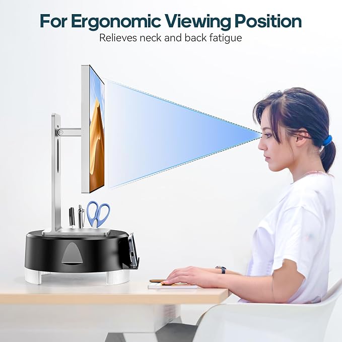 KDD Monitor Stand Riser with Drawer - Computer Monitor Stand for Desk with Storage /Phone Holder/Pen Tray - Desk TV Shelf, Laptop Printer, Organizer Stand for Home & Office