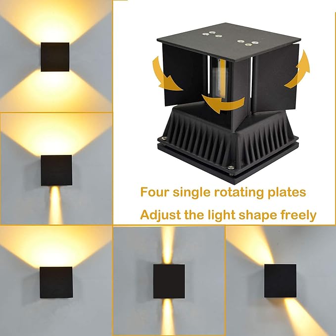 Outdoor Wall Lights Exterior,Light Fixtures Wall Mount,Outdoor Porch Lights Wall Mount,Up and Down Lights,Beam Angle Adjustable Black Led Wall sconces Lights for House Bedroom Porch Hallway