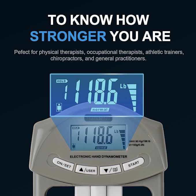 Hand Dynamometer Grip Strength Trainer - 397 Lbs / 180 Kgs Electronic Hand Grip Strength Tester Grip Strengthener Hand Exerciser Meter Digital Hand Grip Training Gauge for Sport Home School Use