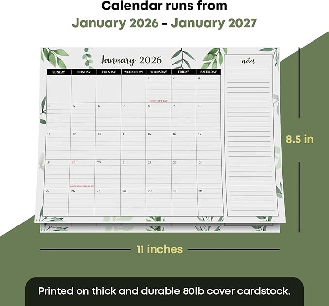 2026 Year Desk Calendar 11" x 8.5" Desktop or Wall Planner, Tear-Off Pad for Easy Planning, Includes a Notes Section To Do's Monthly Tasks for the Year of 2026 | Runs from January 2026 - January 2027