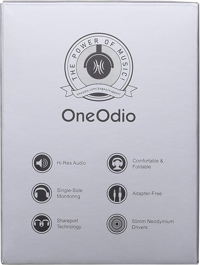 OneOdio Wired Over Ear Headphones Studio Monitor & Mixing DJ Stereo Headsets with 50mm Neodymium Drivers and 1/4 to 3.5mm Jack for AMP Computer Recording Podcast Keyboard Guitar Laptop - Grey