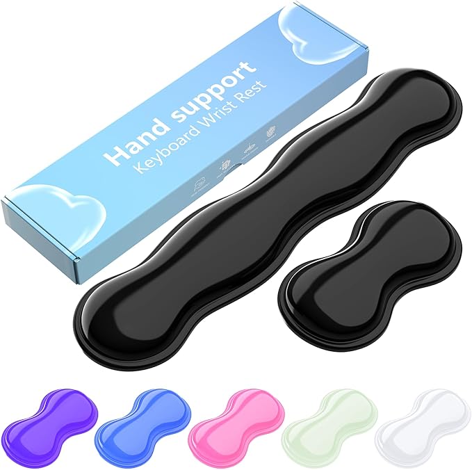 Gel Keyboard and Mouse Wrist Rest Set, Comfort Ergonomic Wrist Support, for Wrist Pain Relief, Computer Keyboard Wrist Rest (Black)
