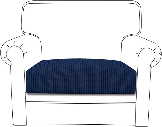 Easy-Going Stretch Chair Cushion Cover Sofa Cushion Furniture Protector Sofa Seat Sofa Slipcover Sofa Cover Soft Flexibility with Elastic Bottom(Chair Cushion, Navy)