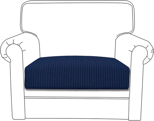 Easy-Going Stretch Chair Cushion Cover Sofa Cushion Furniture Protector Sofa Seat Sofa Slipcover Sofa Cover Soft Flexibility with Elastic Bottom(Chair Cushion, Navy)
