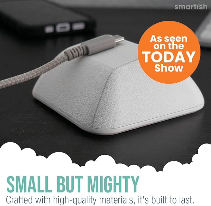 Smartish® Magnetic Cord Holder - Cable Wrangler Organizer with Magnet Clips for Charger Management on Desktop, Nightstand, or Side Table for All Cables, USB-C, Lightning Cables - Snow Day White