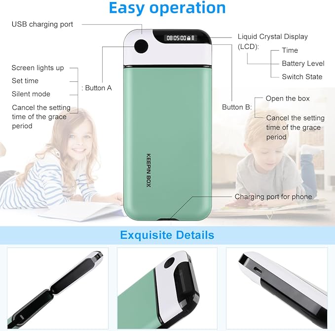 Phone Lock Box with Timer,Timed Lock Box,USB Charging Type,Time Can Be Freely Set,Easy to Carry,Excessive Games,Mobile Phone Addiction