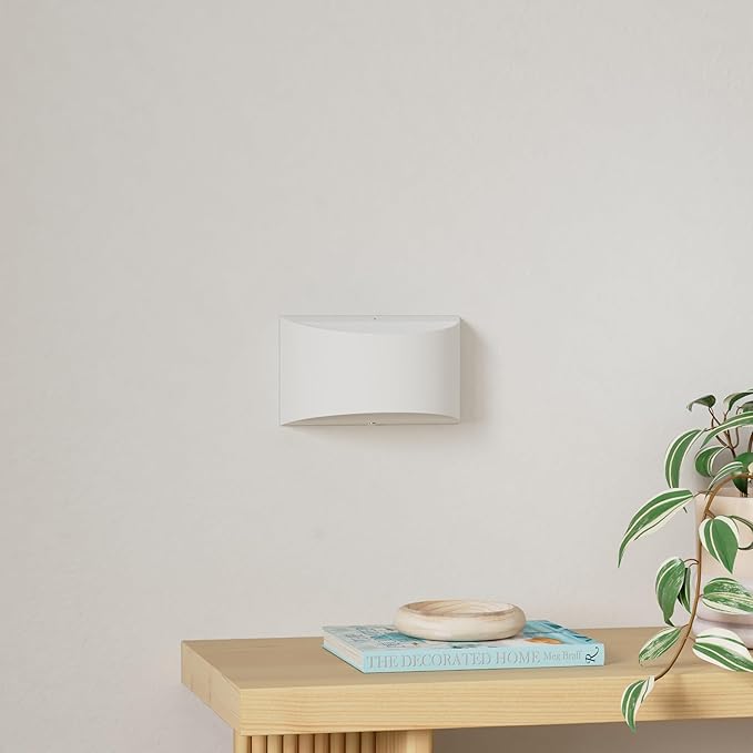 TRLIFE Modern LED Wall Sconces, Remote Control Dimmable and Adjustable Color Temperature 3000K~6000K Aluminum 12W Hardwired 120V AC Dimmable Wall Mounted Light for Bedroom Living Room(White, 2 Pack)