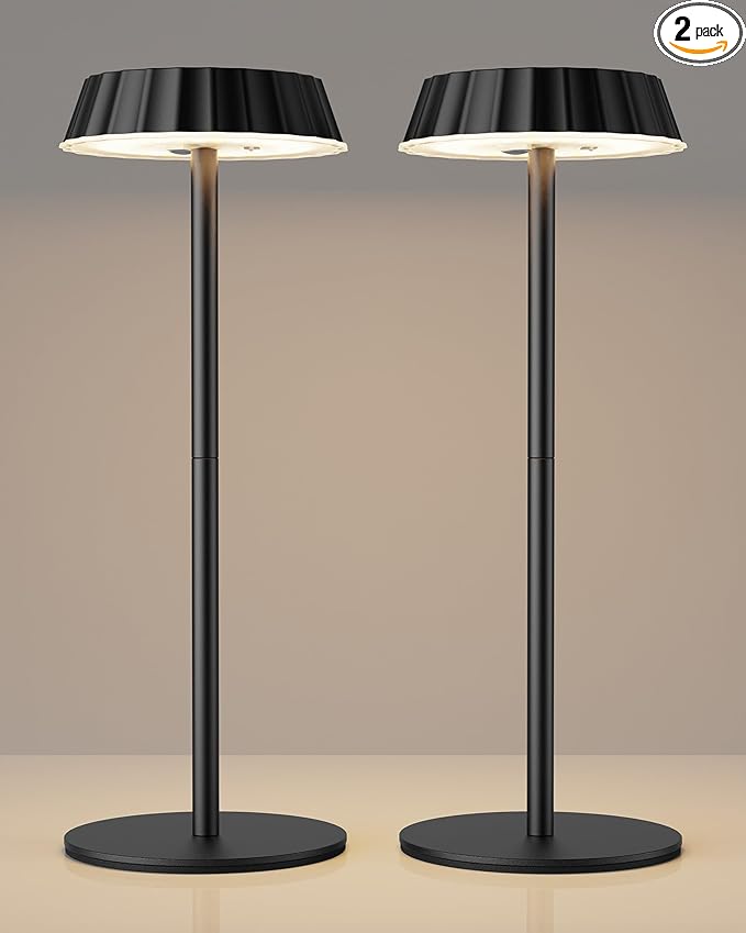 EppieBasic Cordless Table Lamp Rechargeable: 2 Pack Fast Charging Lamp - 5000mAh Battery Operated Portable Metal Table Light for Restaurant Patio Outdoor