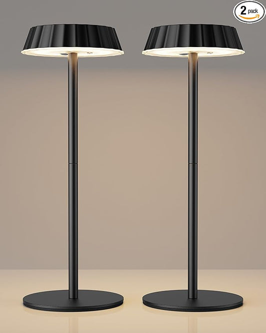 EppieBasic Cordless Table Lamp Rechargeable: 2 Pack Fast Charging Lamp - 5000mAh Battery Operated Portable Metal Table Light for Restaurant Patio Outdoor
