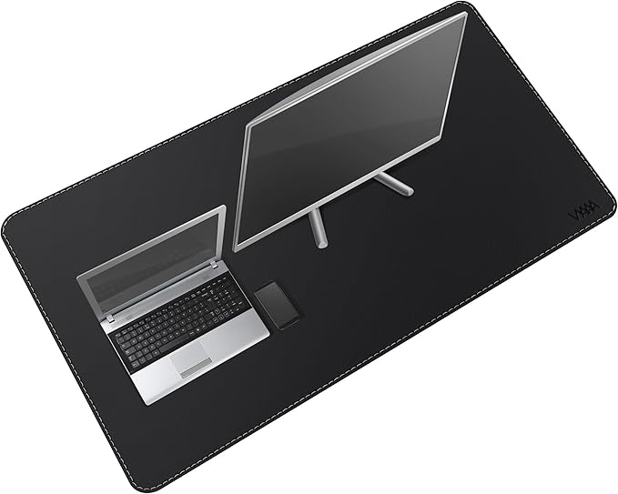 VYAAA Leather Desk Mat, 51"×27.5" Large Mouse Pad, Desktop Protector for Desk, Multifunctional Keyboard Mouse Pad for Home or Office (Black)