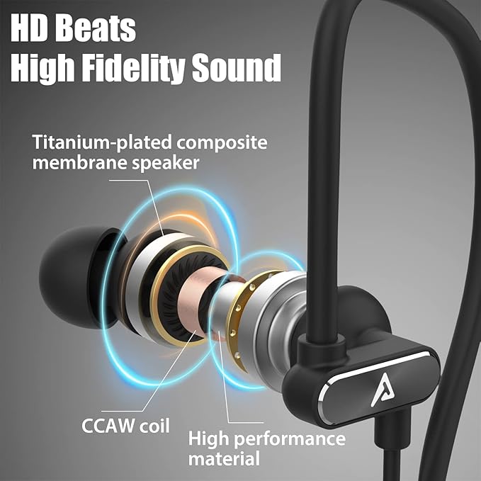 Lightning Earbuds with Ear-Hook Sports Earphones for iPhone 14/13/12/11 Pro Max/X/XS Max/XR - MFi Certified with Mic - Black