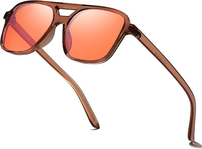 SODQW Gaming Blue Light Blocking Glasses for Men Women Reduce Eyestrain Orange Aviator Eyeglasses for Computer TV