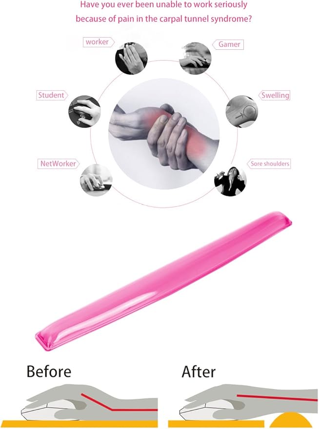 Gel Keyboard & Mouse Wrist Rest Set - Keyboard Wrist Rest Pad & Mouse Support for Office Gaming Pad Computer Laptop Ergonomic Comfortable Pain Relief-Pink Pad Set