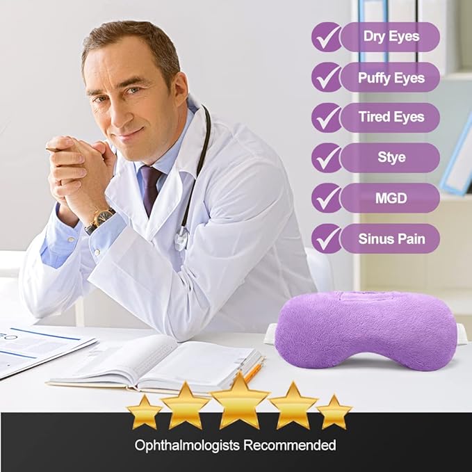 Umisleep Lavender Eye Mask, Aromatherapy Weighted Sleep Mask for Dry Eyes Men Women, Microwave Heated Hot Therapy Eye Cover Moist Compression Pain Relief, Pillow for Puffy Eyes, Sinus Pain, Purple