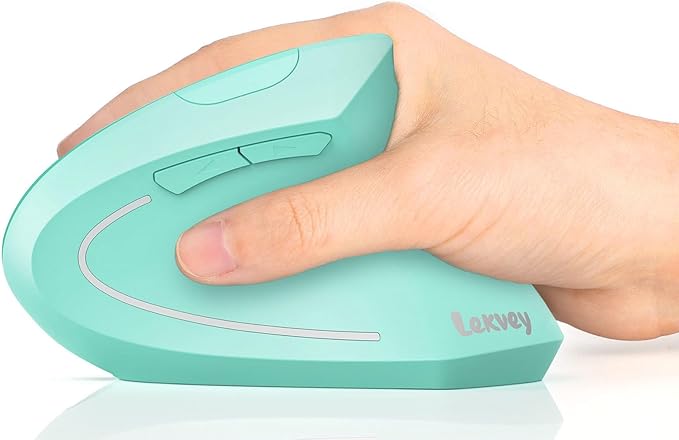 Lekvey Ergonomic Mouse, Vertical Wireless Mouse Rechargeable 2.4 GHz Optical Carpal Tunnel Mouse : 800/1200 / 1600 DPI, 6 Buttons, for Laptop, PC, Computer, Desktop, Notebook etc, Green