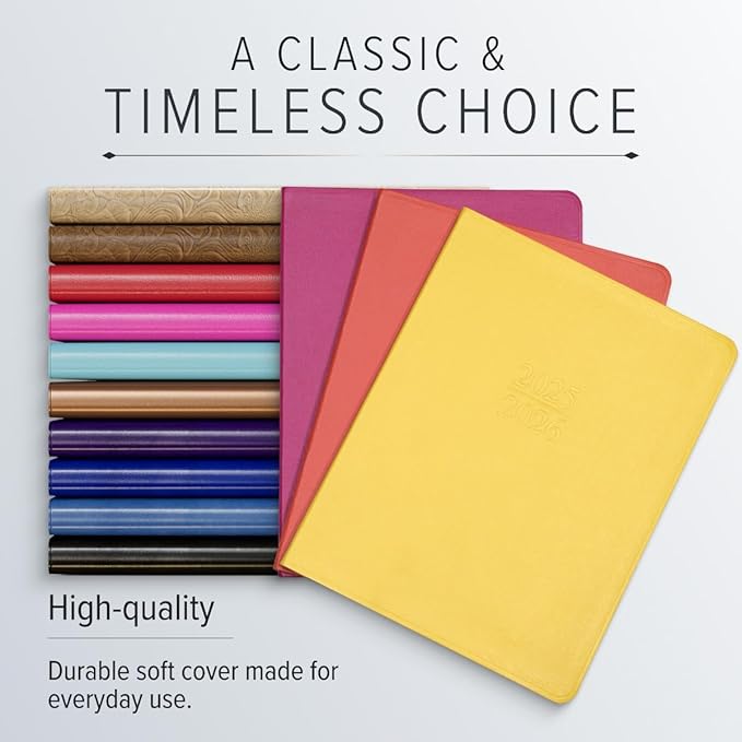 Gallery Leather Academic Planner 2025-2026, Teacher and Student Weekly Monthly Planner, Elegantly Bound Calendar with Gold-Gilded Page Edges, 18 Months - Caribbean Sunset - 9x7"