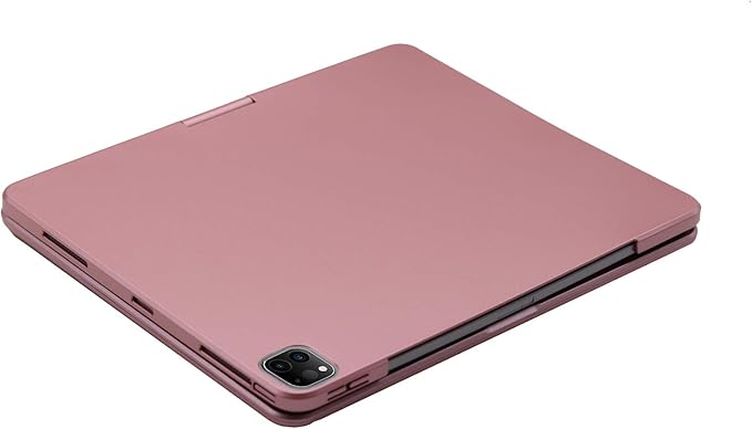 Keyboard Case for iPad Pro 12.9 inch 6th Generation 2022 5th 2021/4th 2020/3rd 2018 Gen,360 Rotatable Wireless Folio 180 Swivel Stand Hard Cover Rose Gold