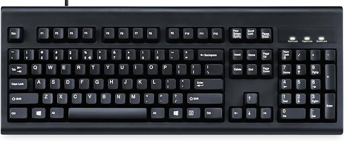 Perixx Periboard-106, Wired Performance Full Size Keyboard, Curve Ergonomic Keys, Black, US English Layout (11204)