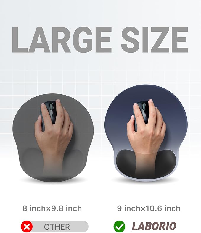 Ergonomic Mouse Pad with Wrist Rest, Large Mousepad(10.6'' x 9''), Wrist Support Mouse Mat with Non-Slip Base, Pain Relief for Laptop & Computer(Gradient Blue Black)
