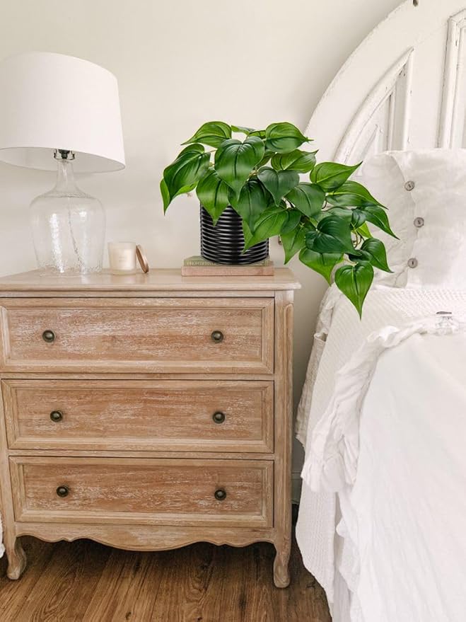 Hollyone Artificial Plants Potted Fake Plants in Black Ceramic Pot Faux Pothos Plants Indoor for Home Living Room Shelf Office Aesthetic Decor