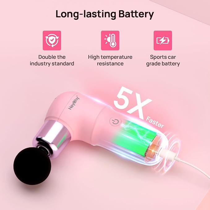 Super Mini Massage Gun, Deep Tissues Percussion Muscle Massager, Compact Sports Travel Massage Gun, Portable Massager Gun for Gifts for her him, Pink