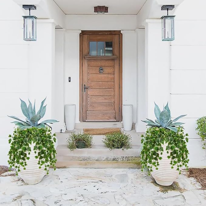 Hollyone 2pcs Artificial Hanging Plants 24" Fake Ivy Vine Faux Ivy Leaves Hanging Plant Greenery for Wall House Room Patio Indoor Outdoor Home Shelf Office Wedding Decor