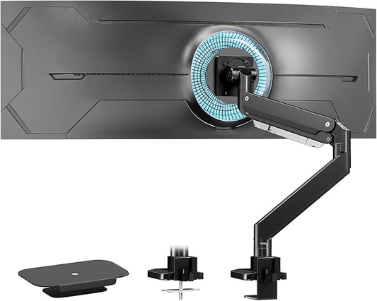 17-57 Inch Ultrawide Monitor Arm for Heavy Duty Monitor up to 59.4 lbs, Adjustable Single Arm Desk Stand, Steel Reinforcement Plate Included, VESA 75x75 to 200x200, PUTORSEN