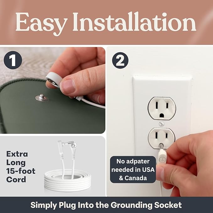 Gaya Grounding Mat for Feet, Earthing Mats for Sleep Improvement, Back Pain Relief, Muscle Relaxation & Stress Relief, Grounding Pads for Bed, Grounding for Desk, Earth Grounding Pad (24''X16'')