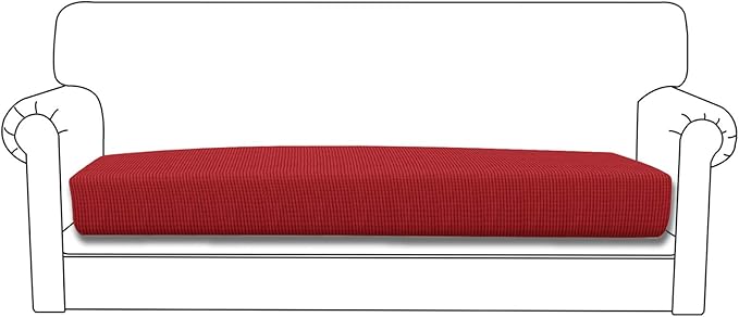 Easy-Going Stretch Cushion Cover Sofa Cushion Furniture Protector Sofa Seat Sofa Slipcover Sofa Cover Soft Flexibility with Elastic Bottom(Sofa Cushion, Christmas Red)