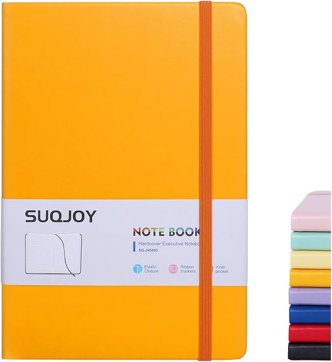 Lined Journal Notebook for Women Men,5.5"x8.3",100 GSM Thick Paper, A5 Hardcover Leather Journaling Notebooks for Writing,Travel,Work & School,College Ruled Notebooks for Note Taking Diary(Orange)