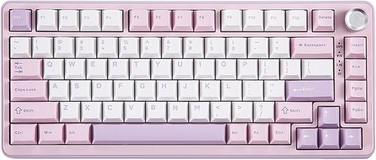 YUNZII B75 PRO Wireless Mechanical Keyboard,75% Layout with Knob,Hot Swap Gasket Custom Structure,Creamy Pre-lubed Switches,RGB Backlit,Bluetooth/Type-C/2.4G for Win/Mac(Milk Switch,Purple)