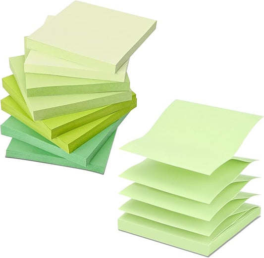 BAYTORY 640 Sheets Pop Paper Up Sticky Notes, 3 x 3 Inches, Self-Sticky Note Pads, Green Gradient Sticky Pads, Memo Pads for School Office Home Desk Accessories (Green Series)