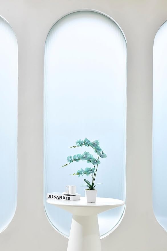 Faux Orchid in Vase Large Artificial Orchid in Ceramic Vase Teal Silk Orchids with Stems Real Look Potted Fake Flowers Arrangement Centerpiece Table Decorations for Home Decor Indoor, Golden Blue