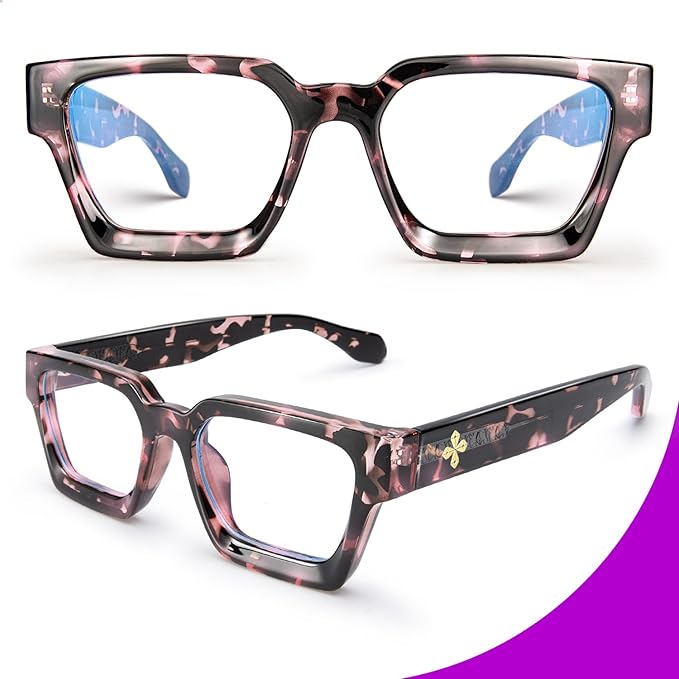 VISOONE Blue Light Blocking Glasses with TR90 Rectangle Frame and Chic Preppy Look for Women Men RIVER