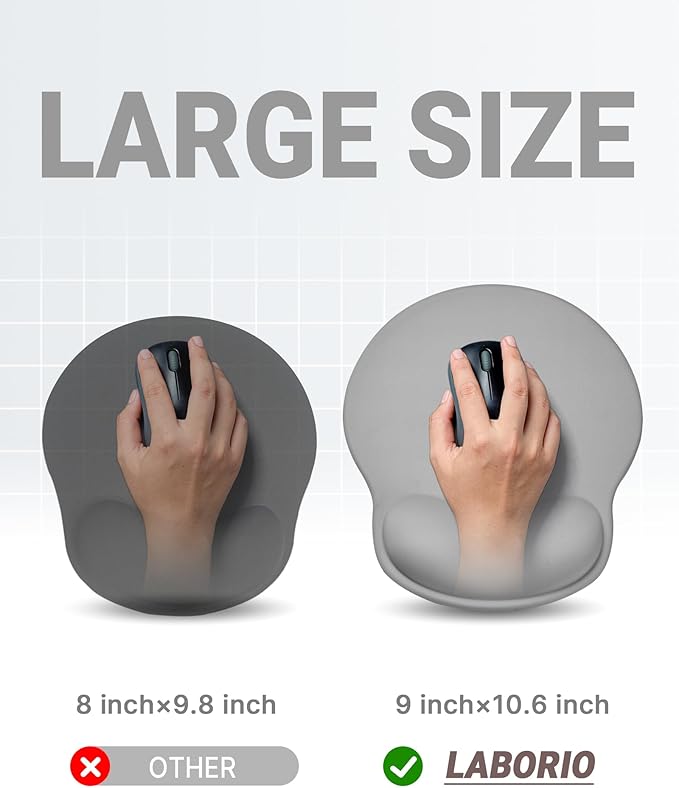 Ergonomic Mouse Pad Wrist Support, Comfortable Mouse Pad Wrist Rest, Relieve Wrist Pain Gel Mouse pad, Non-Slip Rubber Base Mousepad for Laptop, Computer, Prefect for Office & Home(Gray