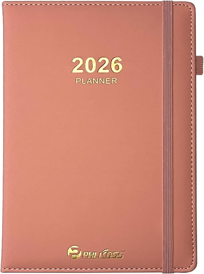 Daily Planner 2026 / Appointment Book, One Page Per Day, Jan - Dec 2026, Annual Daily Monthly Calendar Planner with Hourly Schedule and Monthly Tabs, 5.7" x 8.3" Agenda (Pink)