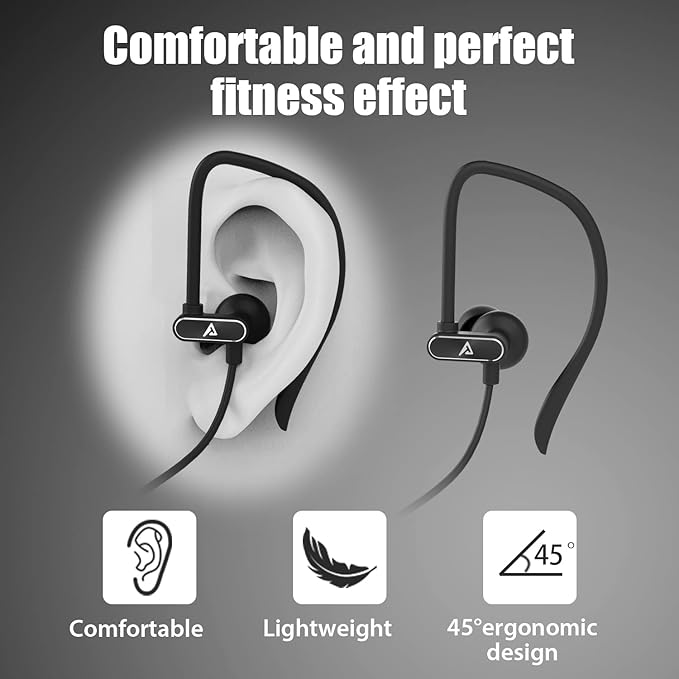 Lightning Earbuds with Ear-Hook Sports Earphones for iPhone 14/13/12/11 Pro Max/X/XS Max/XR - MFi Certified with Mic - Black