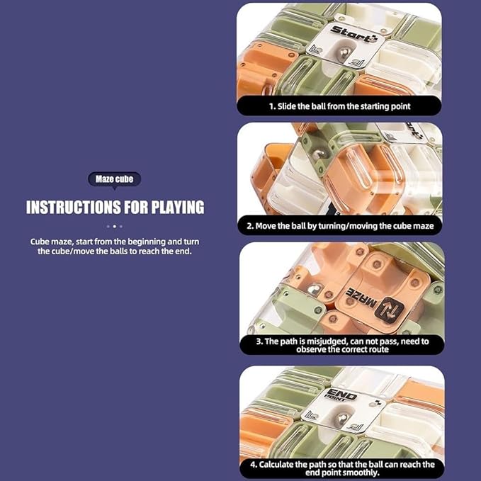 Large Labyrinth 3D Puzzle Maze Cube, Magic Cube Maze Ball Puzzle, Challenging Logic Puzzles Ball Stress Cubes, Stress Relief Toys Adults, Educational Focus Game Gift for Adults Teens (Mix)