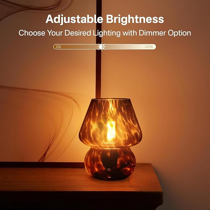 Mushroom Lamp Table Lamp for Bedroom,Small Desk Bedside Lamps for Living Room,Mushroom Decor Cute Mini Modern Mid Century Lamps for Night Stands,Aesthetic Home Living Room Decor(Black)