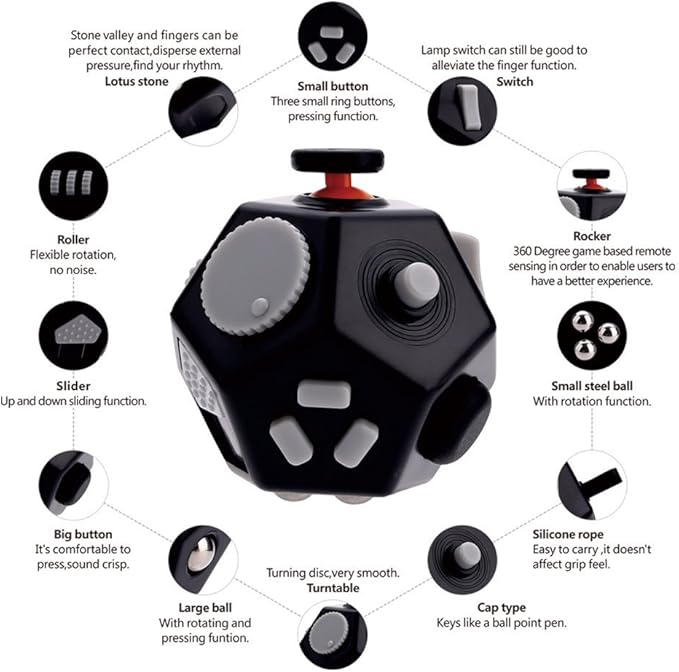 Mini Finger Cube Toys,Sensory Fidget Toys Relief Stress and Anxiety Depression Anti for Childens and Adults with ADD,ADHD,OCD,Autism(Black)