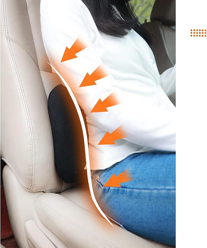 Emulsion Lumbar Support Pillow for Car Driving Seat Relax Soft Lower Back Support Home Office Chair Cushion Desk Accessories Waist Pain Relief Black