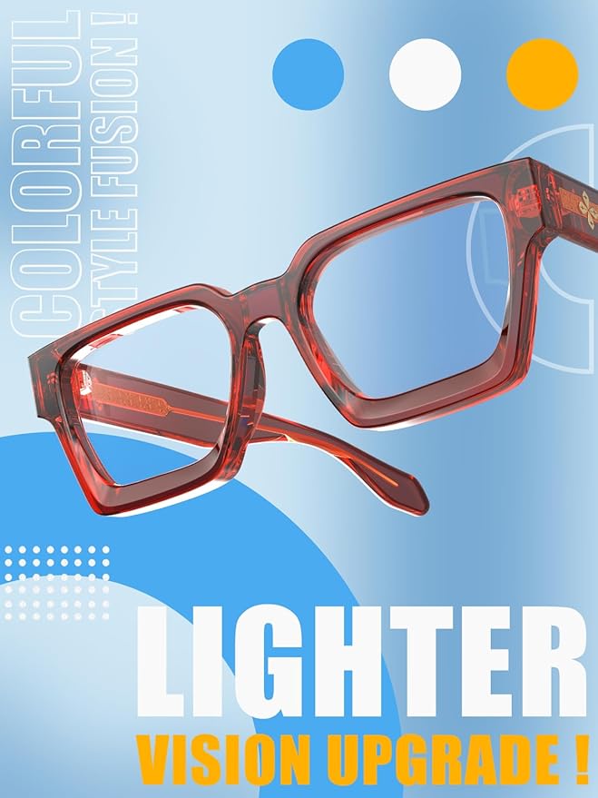 VISOONE Enhanced Version Rectangle Chic Preppy Look Blue Light Blocking Glasses for Women Men RIVER-LIGHTER