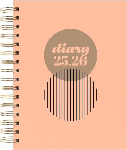 Collins 'Scandi' 14 Month Planner, July 2025-August 2026 Day-to-Page Diary, A5 Hard Cover, Peach