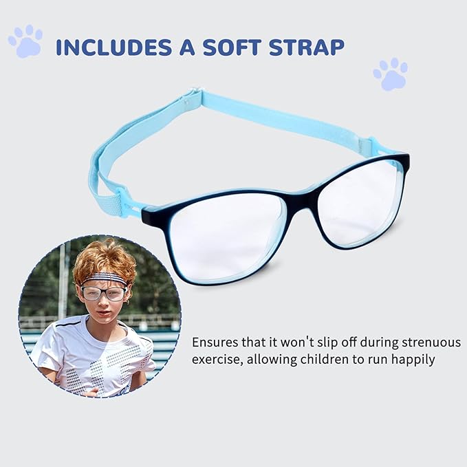 BiBiBear Toddler/Kids/Teens Glasses - Unbreakable TR90 Frame, 180° Flexible, Lightweight & Safe Glasses for Kids Age 2-15