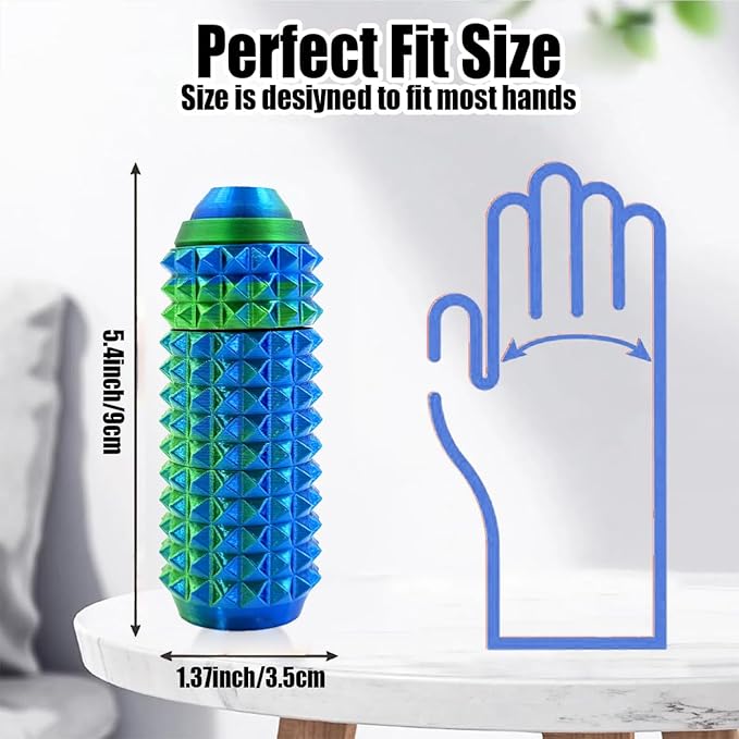 Little Pain Ouchies Fidget (4PCS), With Clicker Button & Spinner Pain Stim Fidget Sensory Toy for Adults & Teens. 3D Printed Spin Spiky Grippie Keychain for Stress Relief & Focus Novelty Gifts (Laser)