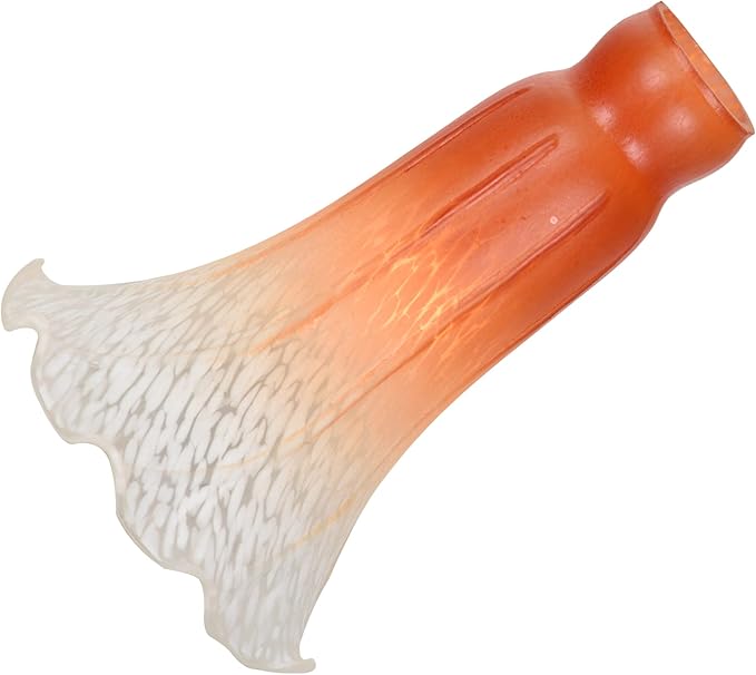 Bieye LS01 Lily Flower Blown Glass Lampshade (Orange White, Opening I.D. 1.26" x O.D. 1.5")